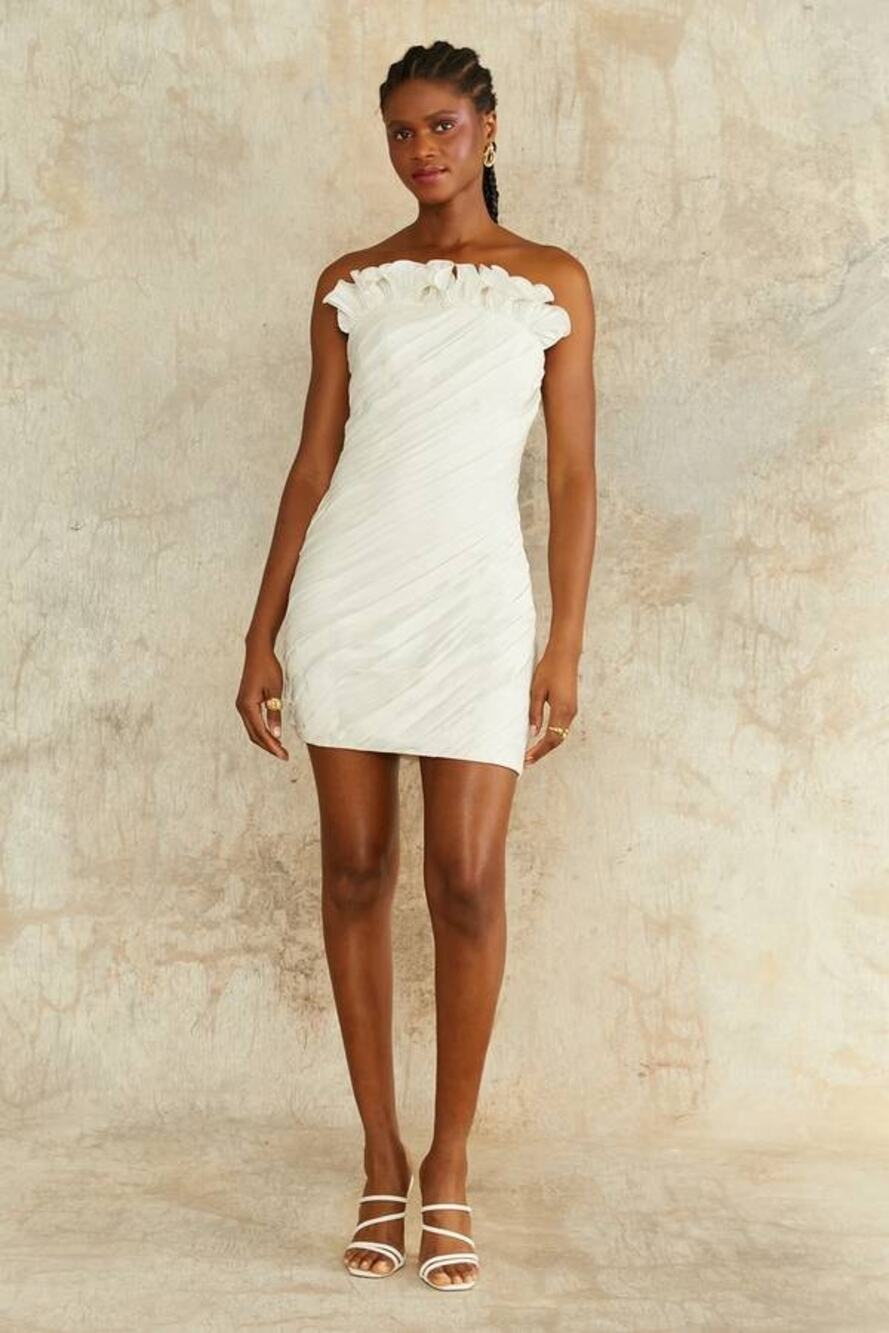 Amur Irvin Mini Dress in Ivory White Size 4 Small NWT Bridal Event Cocktail